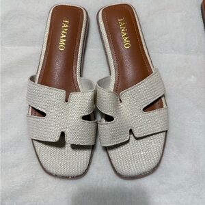 Women's Beige Slide Sandals